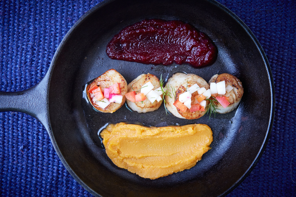 Seared Scallops with Root Vegs