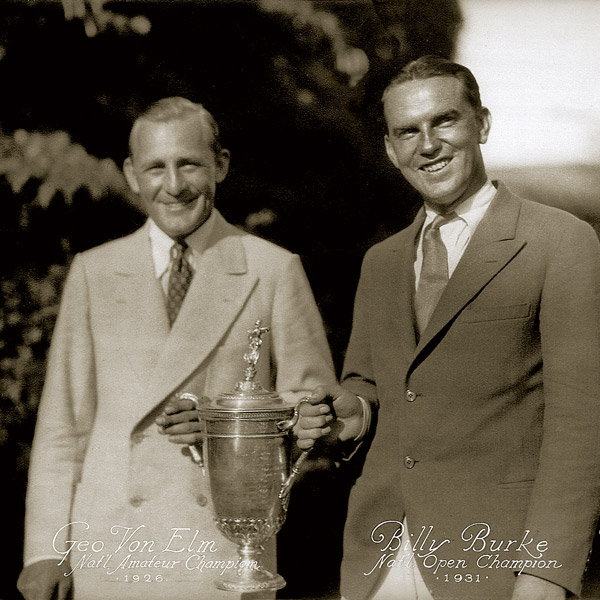 George Von Elm and Billy Burke pose with trophy