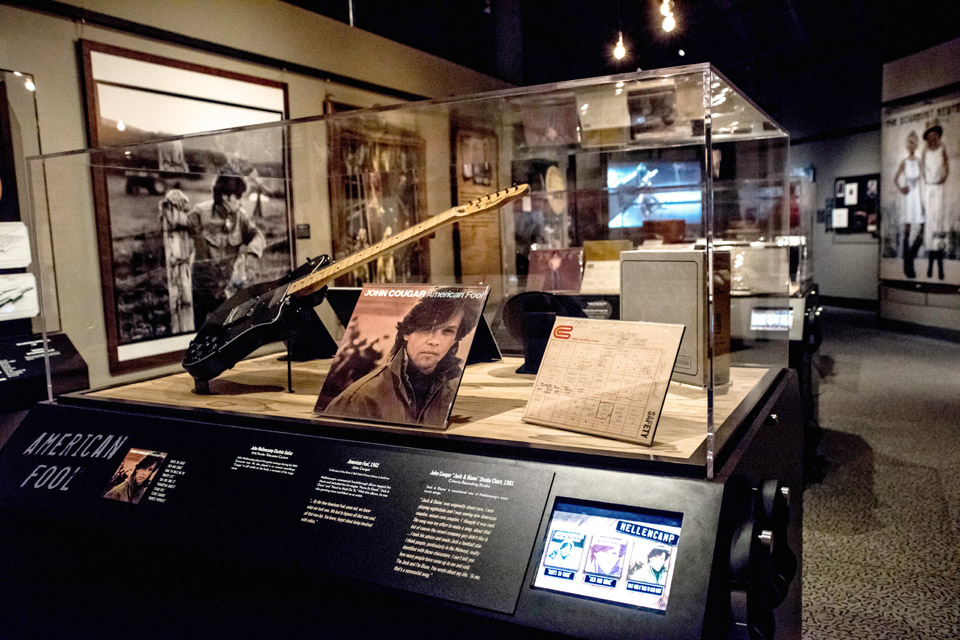 AE-Mellencamp-RockHall-41 John-Mellencamp-Rock Hall-exhibit display case