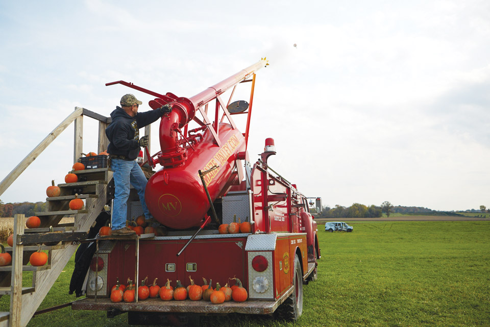 The pumpkin cannon at Maize Valley