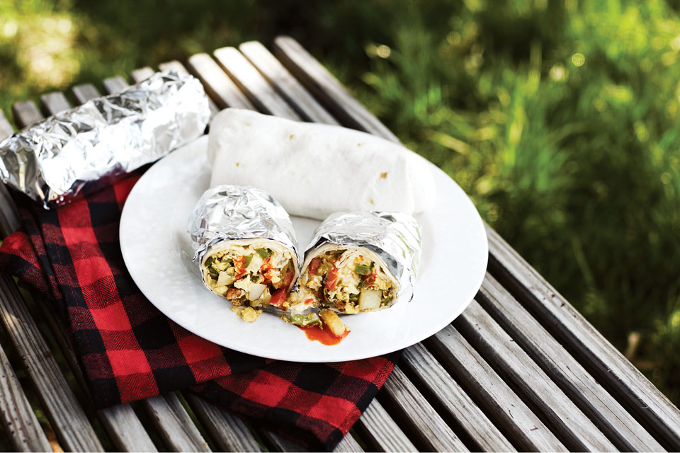 breakfast burritos over campfire