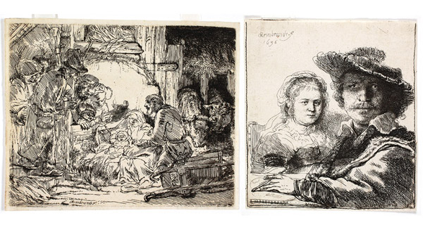 Rembrandt's "Adoration of the Shepherds" and "Self-Portait with Saskia"