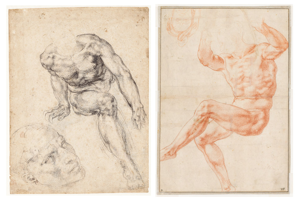 Study For the Nude Youth Over the Prophet Daniel and Study of a Male Nude Michelangelo