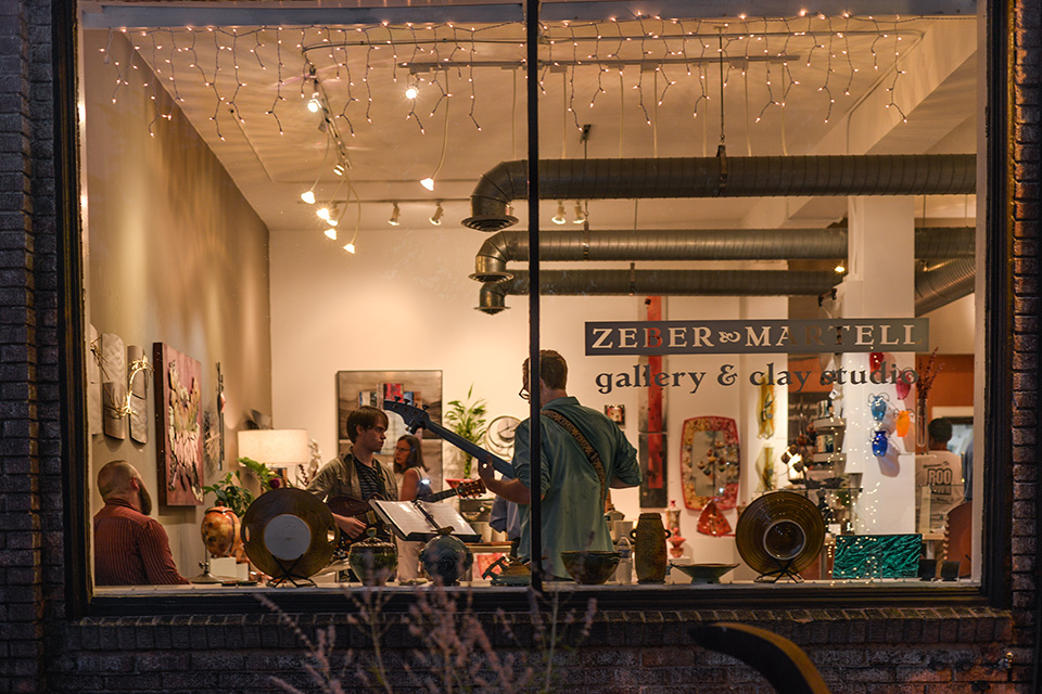 Band playing at Zeber Martell Gallery & Clay Studio (photo courtesy of Downtown Akron Partnership)