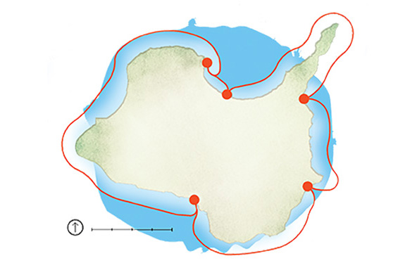 Kelley's Island kayak trail (illustration by Rachael Jirousek)