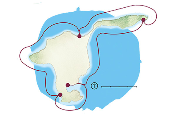 Middle Bass Island kayak trail (illustration by Rachael Jirousek)