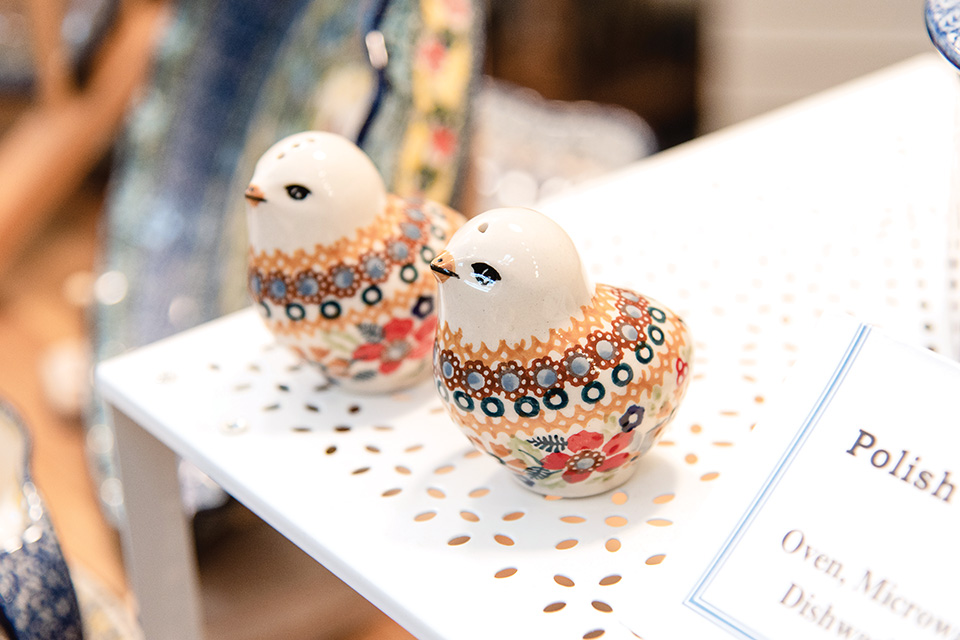 Polish Pottery bird salt-shakers (photo by Rachael Jirousek)