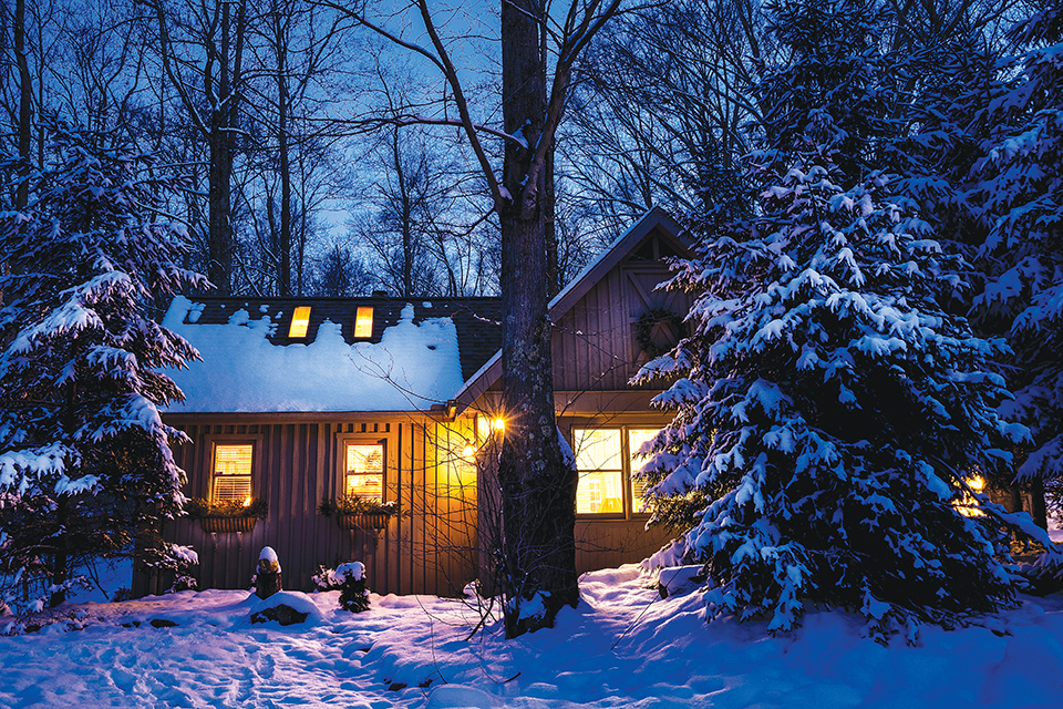 Boat House at night (photo courtesy of Cherry Ridge Retreat)