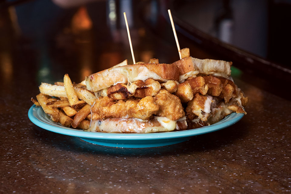 Melt Bar & Grilled's Chicken & Waffles grilled cheese sandwich (photo by Rachael Jirousek)