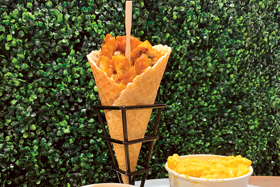 Fried chicken in a waffle cone at Chick'ncone (photo courtesy of Butler County Visitors Bureau)