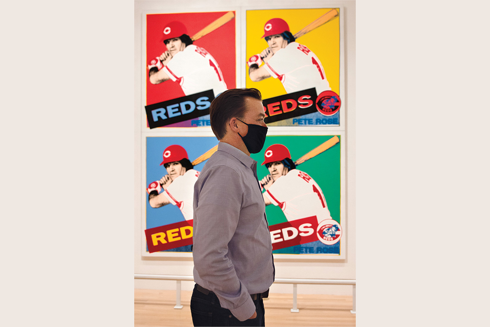 Editor Jim Vickers in front of Andy Warhol's "Pete Rose" (photo by Stephanie Park)