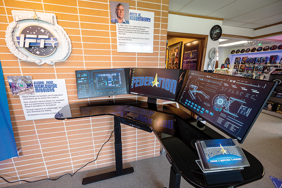 Starship-themed office at Federation headquarters