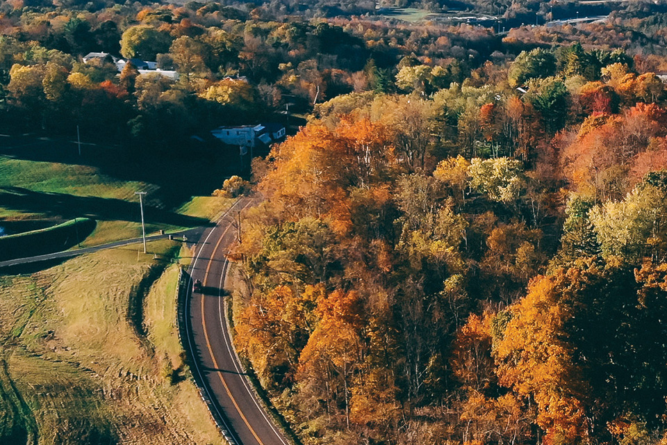 Athens aerial view in fall