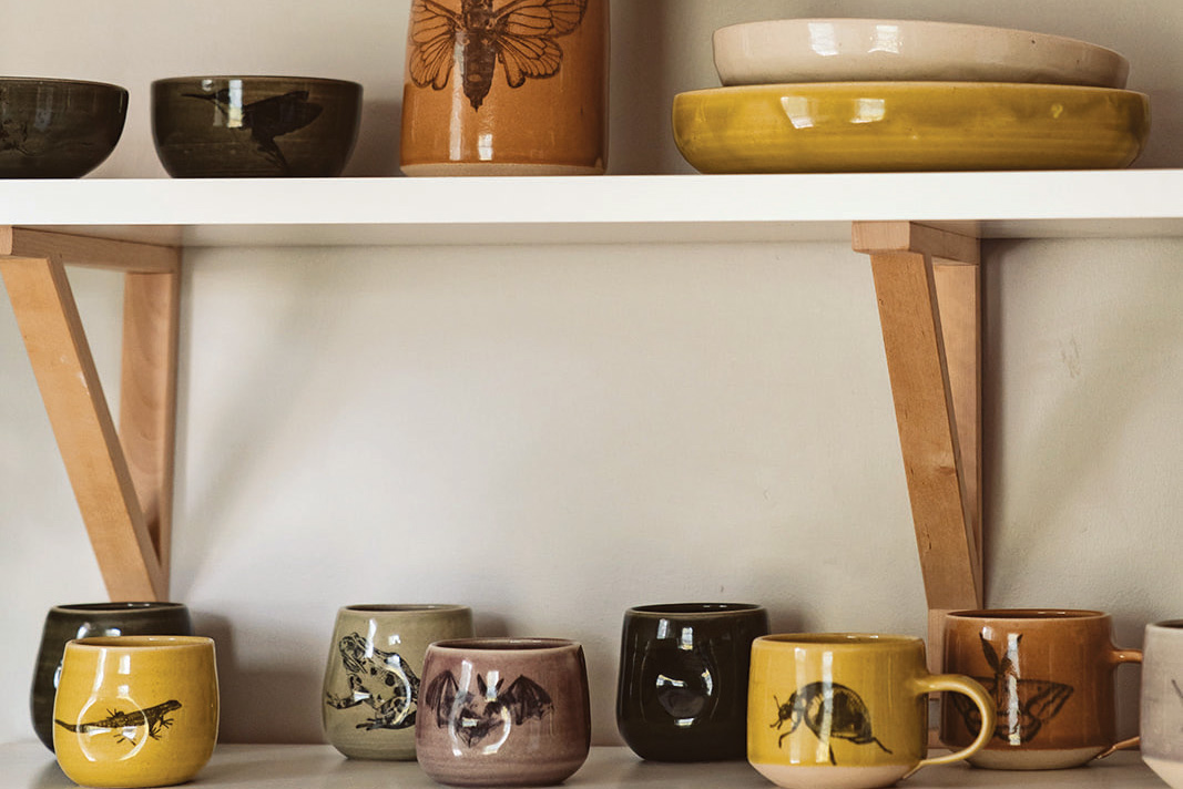 Linnea Campbell Ceramics mugs and wine cups (photo by Lauren Meisberger)