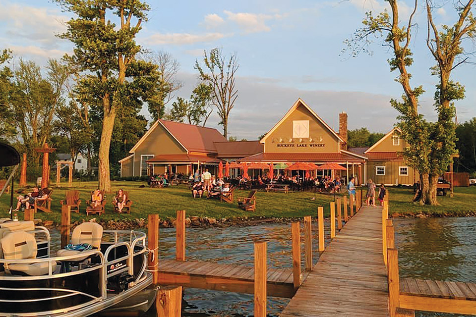 Visitors relax on the lawn outside Buckeye Lake Winery in Columbus (photo courtesy of Buckeye Lake Winery)
