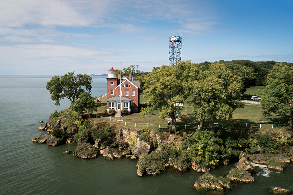 Aerial view of South Bass Island Lighthouse (photo courtesy of Ohio Sea Grant)