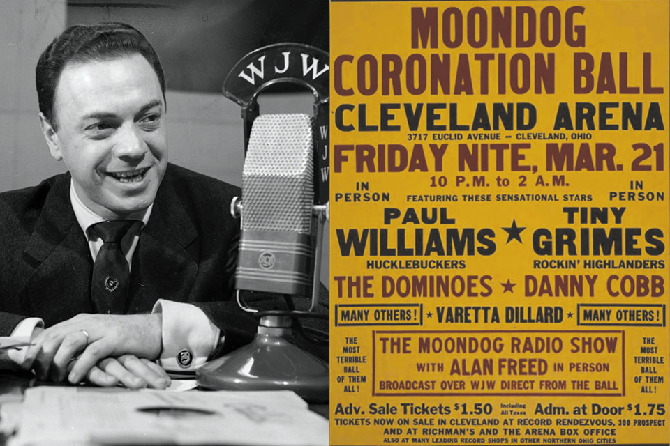 Portrait of Alan Freed and Moondog Coronation Ball poster