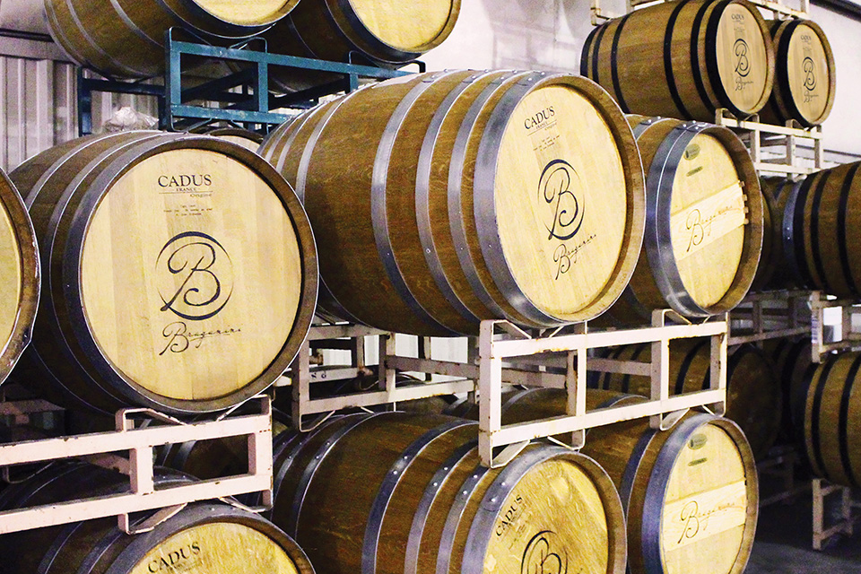 Racks of barrels at St. Julian Winery & Distillery (photo courtesy of St. Julian Winery & Distillery)