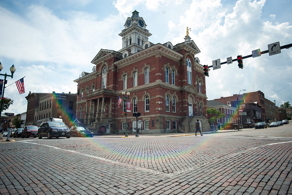 Downtown Athens courthouse and brick street (photo by Michelle Waters)