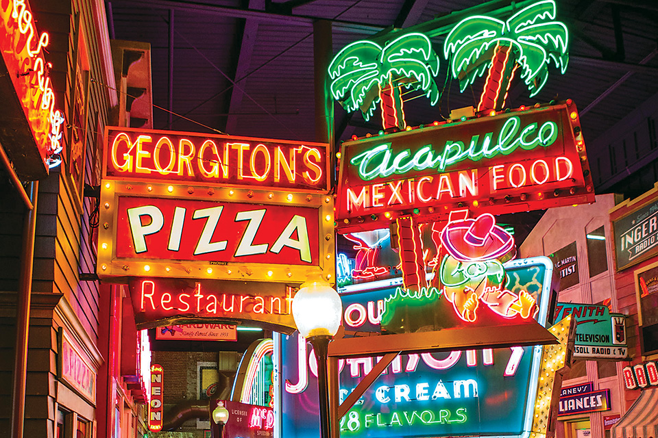 Vintage neon signs at the American Sign Museum in Cincinnati (photo by Laura Watilo Blake)