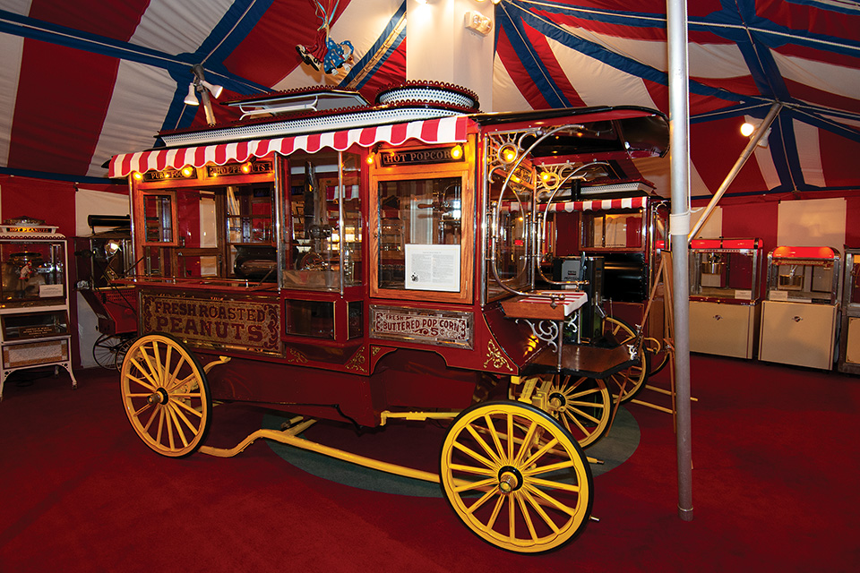 An antique popcorn cart at the Wyandot Popcorn Museum in Marion (photo by Ohio Images)