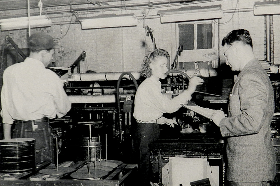 Workers at Cincinnati’s King Records plant (photo courtesy of Steve Halper and King Studios)