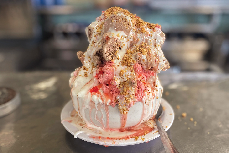 Massive bowl of ice cream at Tom’s Ice Cream Bowl in Zanesville (photo courtesy of Tom’s Ice Cream Bowl)