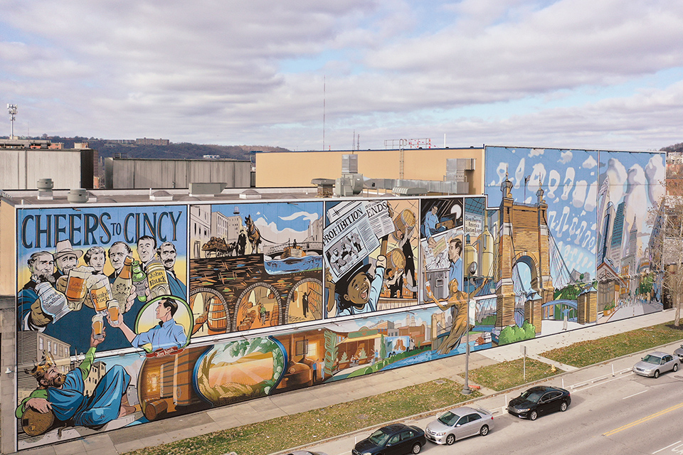 “Cheers to Cincy: Brewing the American Dream” mural in Cincinnati (photo J. Miles Wolf, supported by Boston Beer Corp. [Sam Adams])