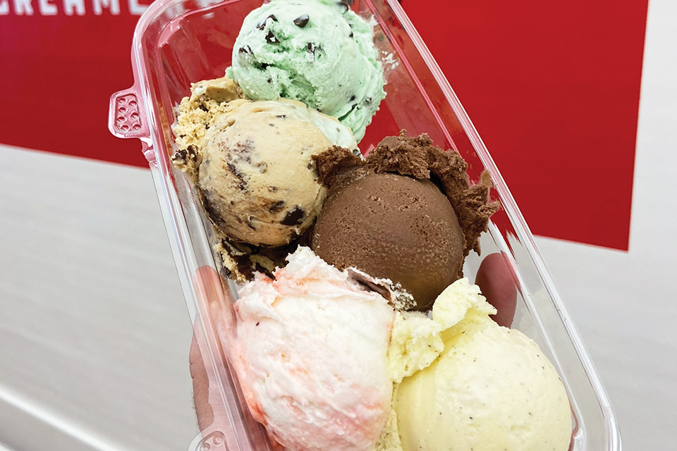 Ice cream flight from Miller’s Creamery (photo courtesy of Miller’s Creamery)