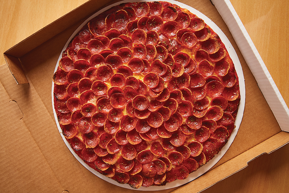 Columbus-style pepperoni pizza from Massey’s (photo by Brian Kaiser)