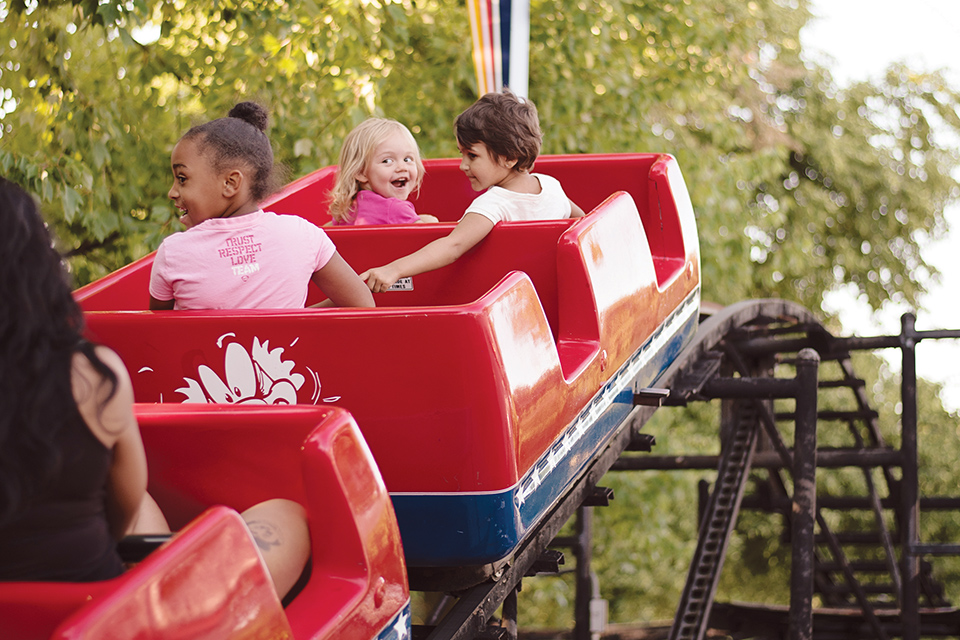 Children on roller coaster at Brooklyn‘s Memphis Kiddie Park (photo courtesy of Memphis Kiddie Park)