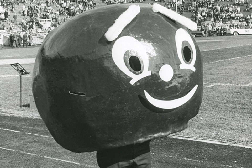 An early version of Brutus Buckeye from 1965 (photo courtesy of The Ohio State University Archives)