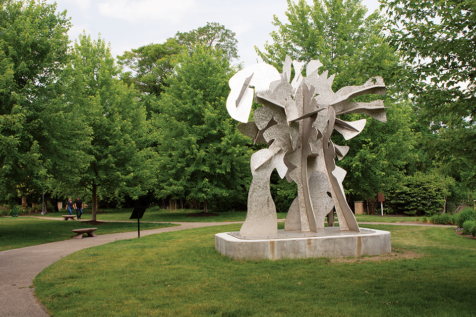 Sculpture at Cuyahoga Falls’ High Bridge Glens Park by artist Don Drumm (photo by Rachael Jirousek)