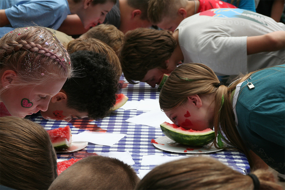 Watermelon Eating Contest Contestants at the Dresden Melon Festival (photo courtesy of Dresden Melon Festival)