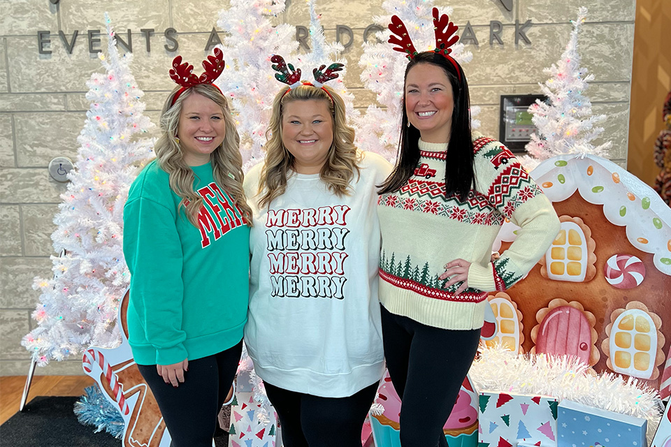 Shoppers pose with photo ops at Dublin Holiday Market (photo courtesy of Made Local Events)