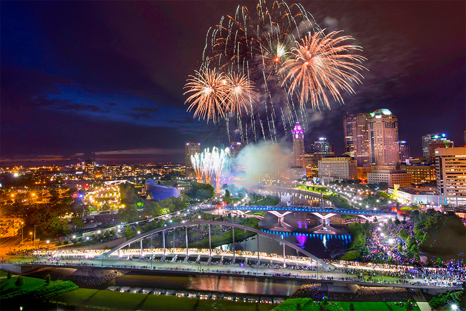 Columbus Red, White and Boom over the Scioto River (photo courtesy of Experience Columbus)