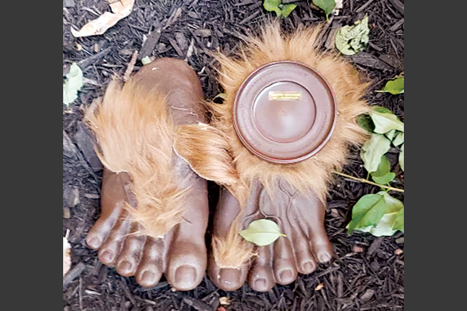 Sasquatch feet on the Bigfoot GeoTour in Belmont County (photo courtesy of Visit Belmont County)