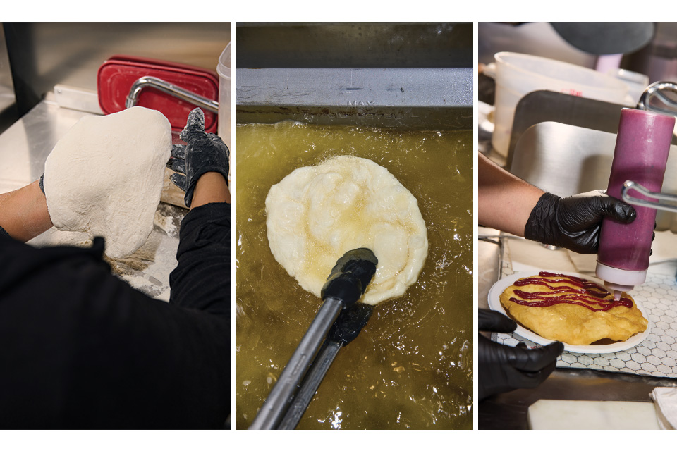 NAICCO Cuisine’s fry bread making process in steps (photos by Brian Kaiser)