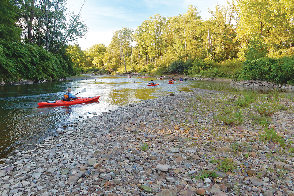 People kayaking on the Cuyahoga River in Cuyahoga Valley National Park (photo by NPS / D.J. Reiser)