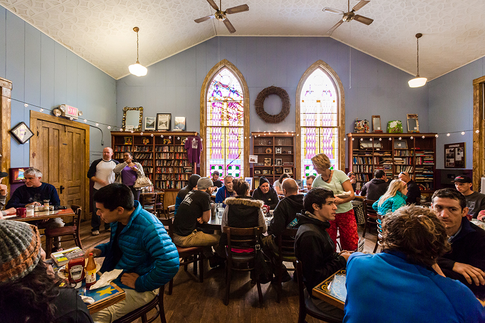 Interior of Cathedral Cafe in Fayetteville, West Virginia (photo courtesy of Visit Southern WV)