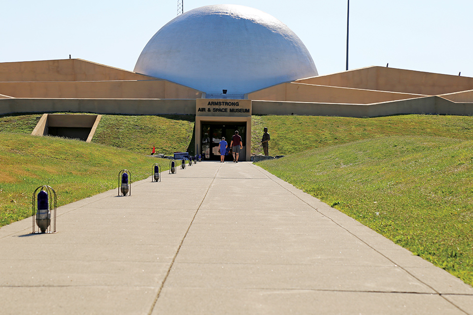 Exterior of Armstrong Air and Space Museum in Wapakoneta (photo courtesy of Grand Lake Region Visitors Center)
