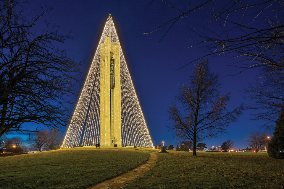 Tree of Light at Carillon Historical Park in Dayton (photo by Jeffrey M. Smith, Art of Frozen-Time)