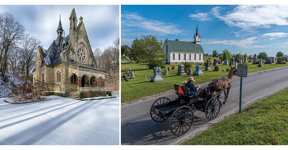 Glendale Cemetery in Summit County and Amish Buggy and Zionist United Church of Christ Cemetery in Coshocton County (photos by Ian Adams)