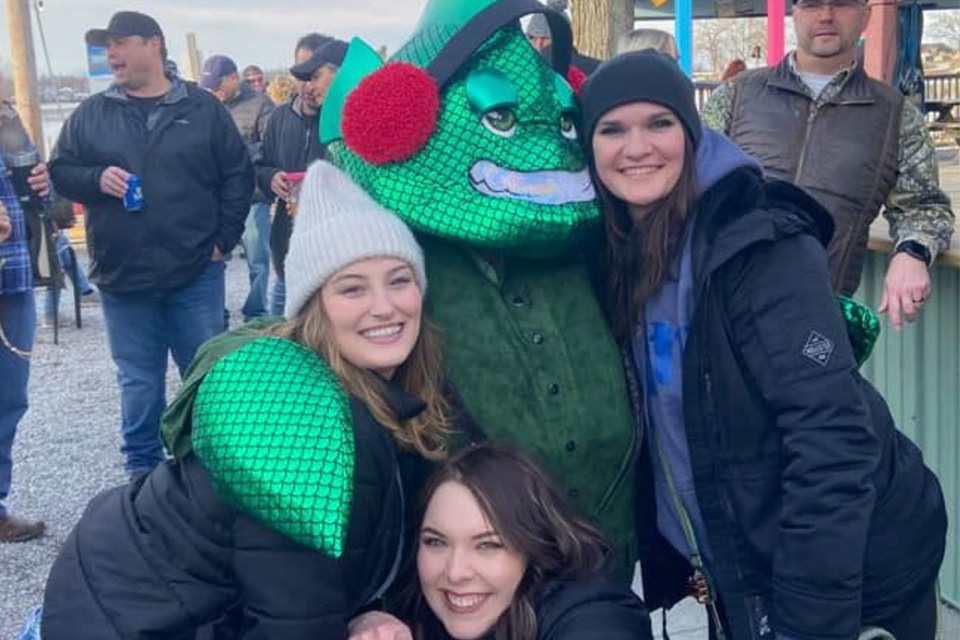 Benny the Bass at Buckeye Lake Winter Fest (photo courtesy of Visit Fairfield County)