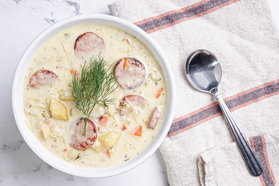 Creamy Kraut and Sausage Soup (photo by Andy Boterman)